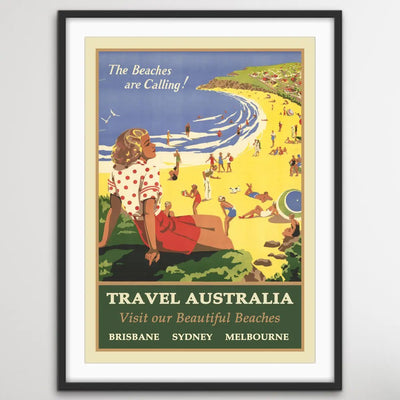 Australian Vintage Travel Poster - I Heart Wall Art - Poster Print, Canvas Print or Framed Art Print
