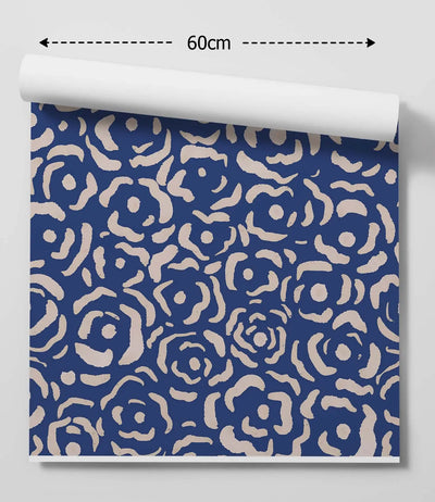 Blue Roses - Blue Rose Floral Peel and Stick Removable Wallpaper - I Heart Wall Art