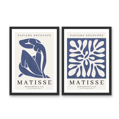 Matisse Blue Set - Two Piece Henri Matisse Blue Artwork Set On Canvas or Paper I Heart Wall Art Australia 