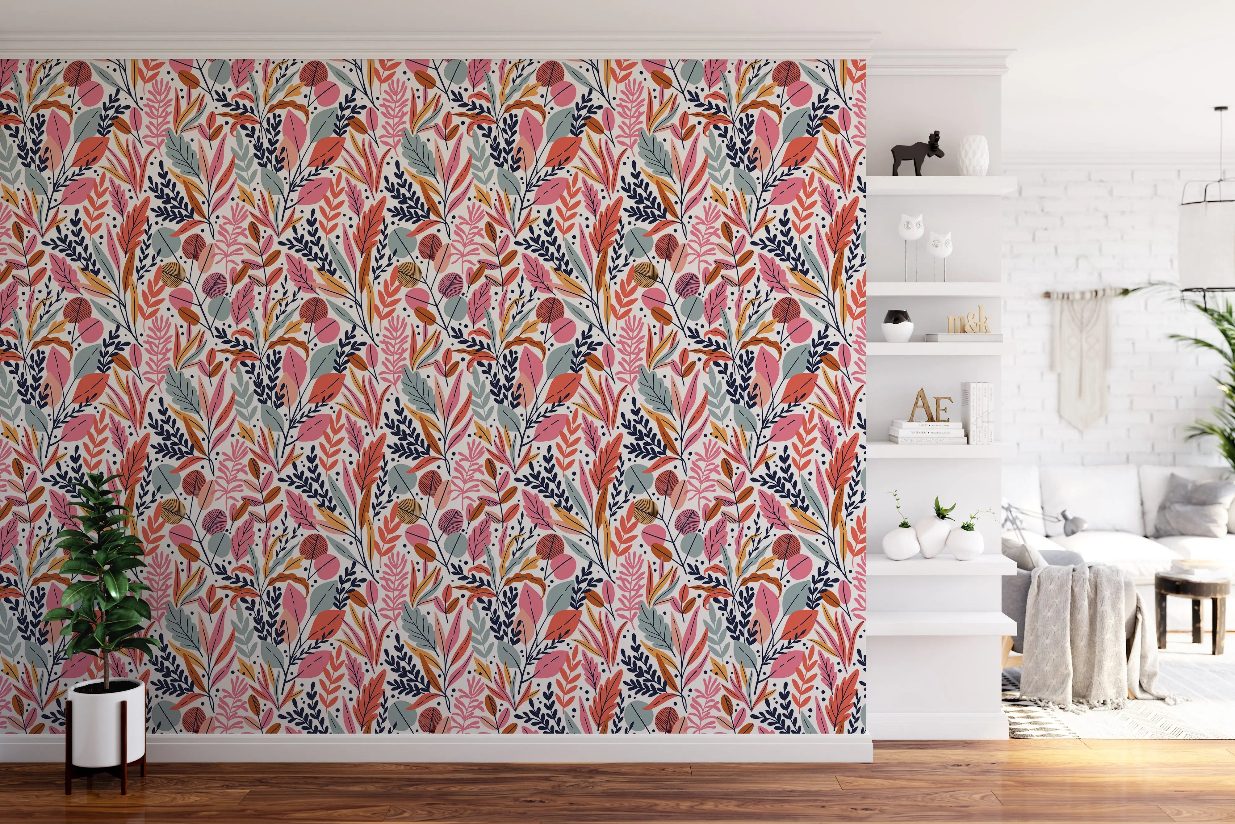 Pink Pop Floral Wallpaper Peel and Stick Vintage Inspired Removable