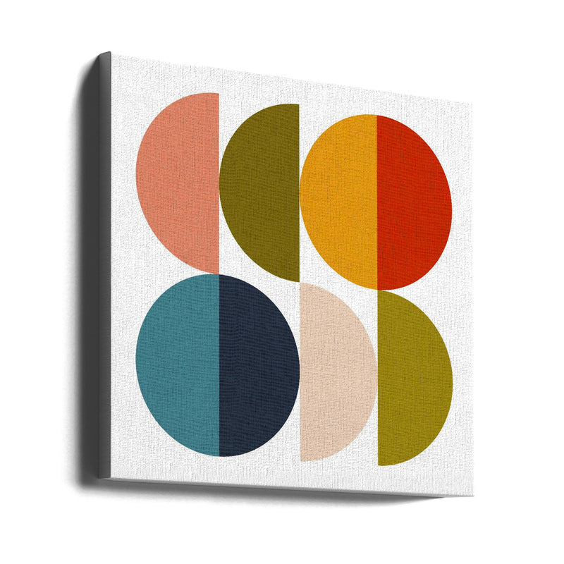Mid Century Geometric Color Play 2 - Square Stretched Canvas, Poster or Fine Art Print I Heart Wall Art