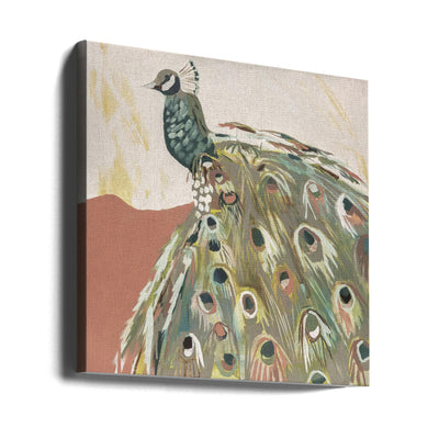 Peacock Salmon - Square Stretched Canvas, Poster or Fine Art Print I Heart Wall Art