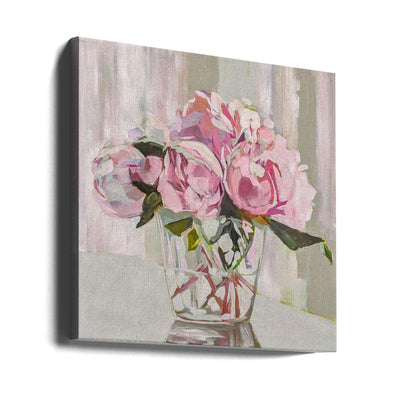 Peonies - Square Stretched Canvas, Poster or Fine Art Print I Heart Wall Art