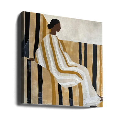 Lady In Stripes - Square Stretched Canvas, Poster or Fine Art Print I Heart Wall Art