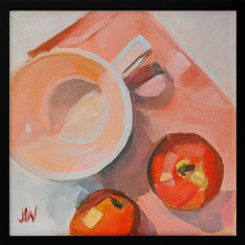 Peach Tea Cup - Square Stretched Canvas, Poster or Fine Art Print I Heart Wall Art
