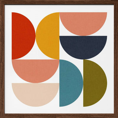 Mid Century Geometric Color Play 4 - Square Stretched Canvas, Poster or Fine Art Print I Heart Wall Art