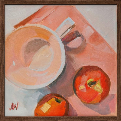 Peach Tea Cup - Square Stretched Canvas, Poster or Fine Art Print I Heart Wall Art