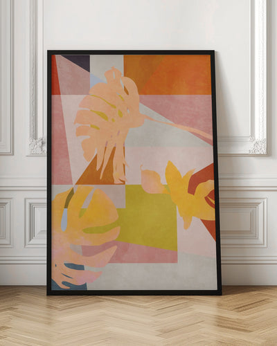 Organic Bauhaus Geometry Leaves - Stretched Canvas, Poster or Fine Art Print I Heart Wall Art