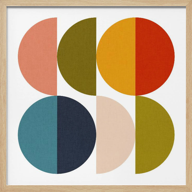 Mid Century Geometric Color Play 2 - Square Stretched Canvas, Poster or Fine Art Print I Heart Wall Art
