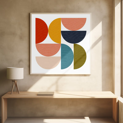 Mid Century Geometric Color Play 4 - Square Stretched Canvas, Poster or Fine Art Print I Heart Wall Art