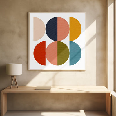 Mid Century Geometric Color Play 1 - Square Stretched Canvas, Poster or Fine Art Print I Heart Wall Art