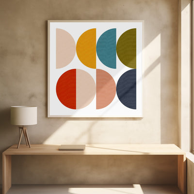 Mid Century Geometric Color Play - Square Stretched Canvas, Poster or Fine Art Print I Heart Wall Art