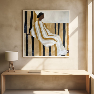 Lady In Stripes - Square Stretched Canvas, Poster or Fine Art Print I Heart Wall Art