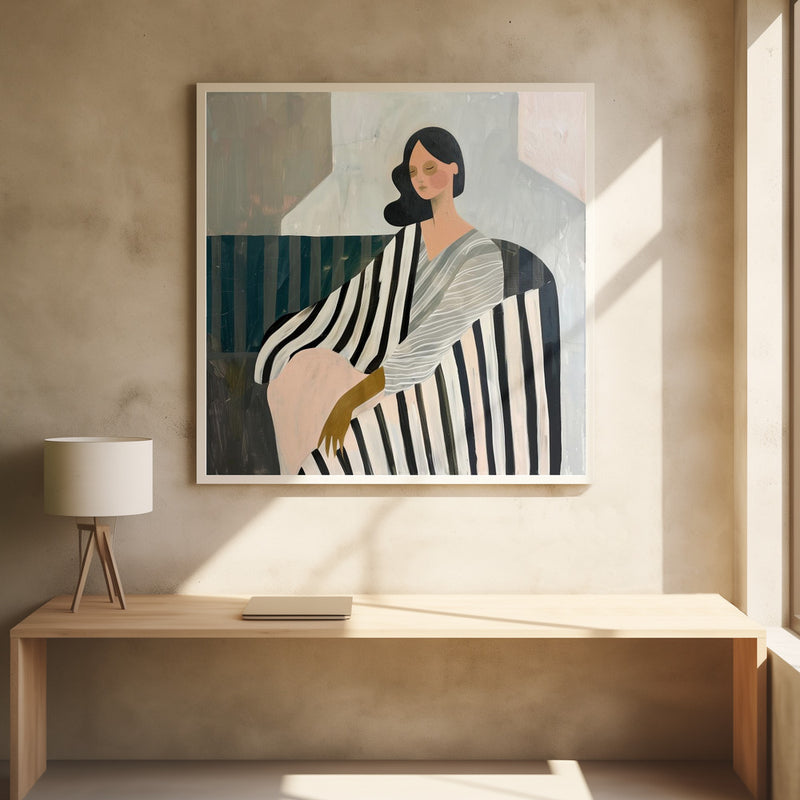 Woman In Recline - Square Stretched Canvas, Poster or Fine Art Print I Heart Wall Art
