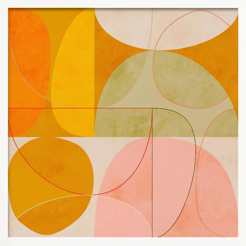 Mid Century Curry Yellow Blush Spring2 - Square Stretched Canvas, Poster or Fine Art Print I Heart Wall Art