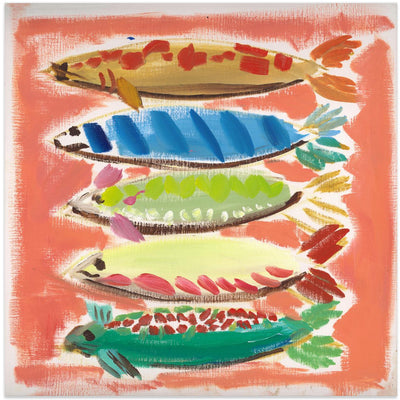 Five Fish - Square Stretched Canvas, Poster or Fine Art Print I Heart Wall Art