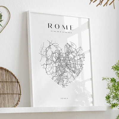 Rome City Map - Heart, Square Or Round City Map I Heart Wall Art 
