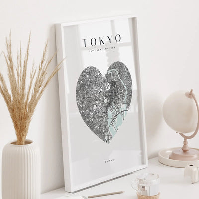 Tokyo Map - Heart, Square Or Round City Map I Heart Wall Art 