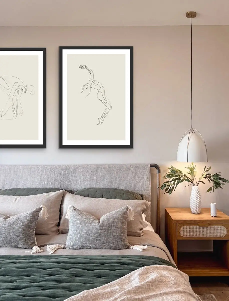 The Dancer - Black And White Line Drawing Set - I Heart Wall Art 