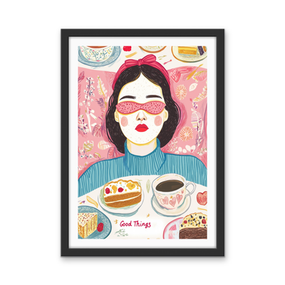 Dessert Dreams - Colourful Illustration Stretched Canvas or Wall Art Print I Heart Wall Art