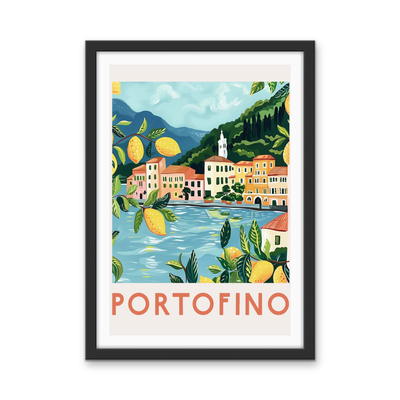 Portofino Travel Poster - Stretched Canvas or Wall Art Print I Heart Wall Art