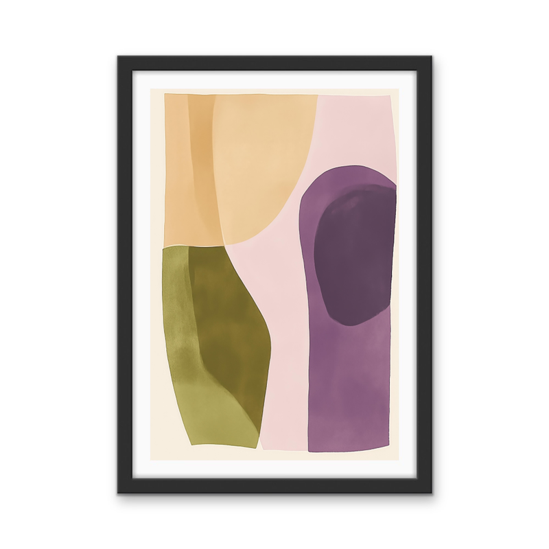 Colourful Layers - Abstract Purple, Green & Yellow Stretched Canvas or Wall Art Print I Heart Wall Art
