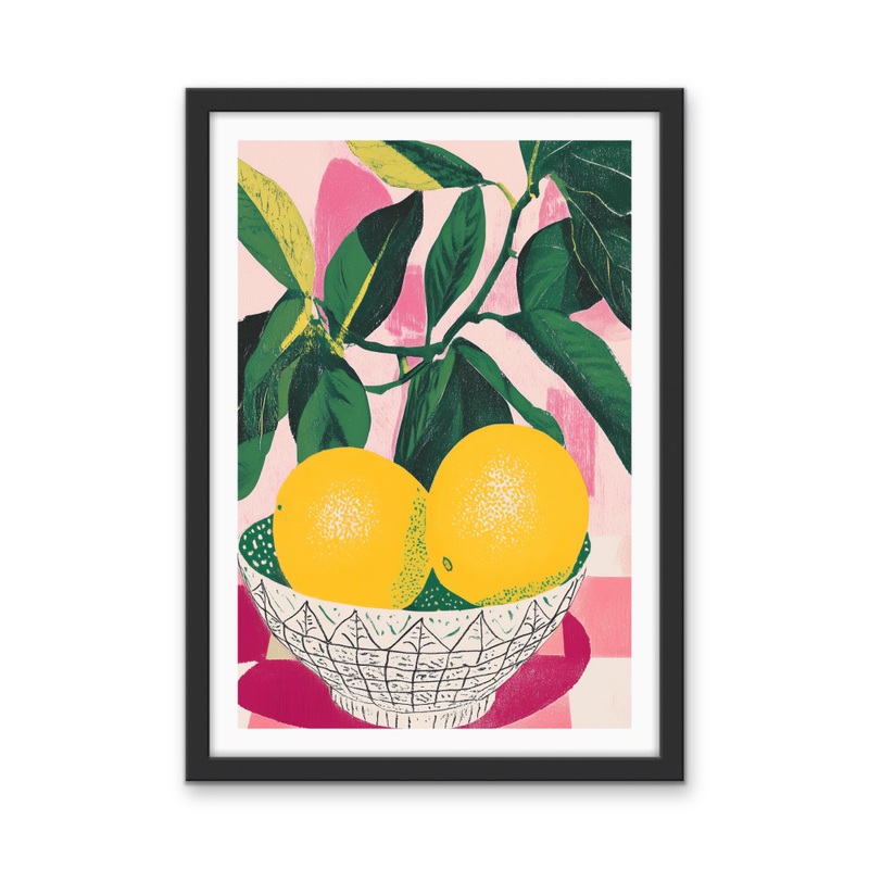 Lemon Blush - Contemporary Pink, Green & Yellow Stretched Canvas or Wall Art Print I Heart Wall Art