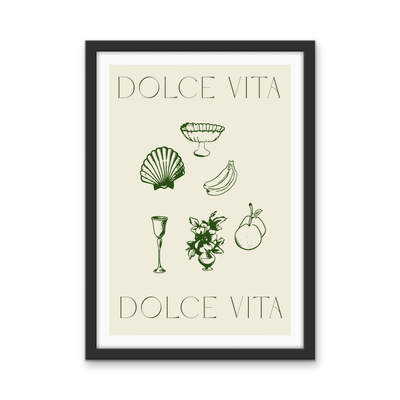 Dolce Vita Green - Green Coastal Quote, Stretched Canvas or Wall Art Print I Heart Wall Art