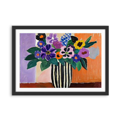 Eccentric Bouquet - Colourful Still Life Vase of Flowers, Stretched Canvas or Wall Art Print I Heart Wall Art