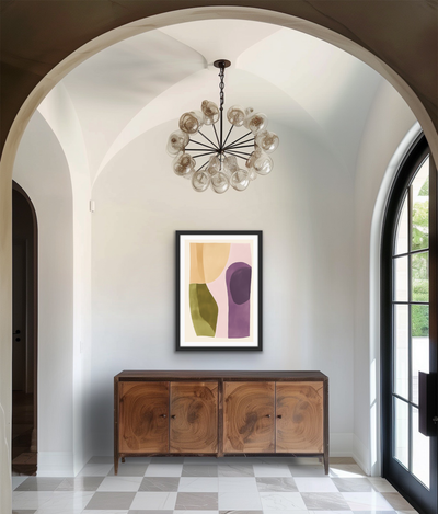 Colourful Layers - Abstract Purple, Green & Yellow Stretched Canvas or Wall Art Print I Heart Wall Art