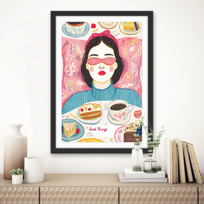 Dessert Dreams - Colourful Illustration Stretched Canvas or Wall Art Print I Heart Wall Art