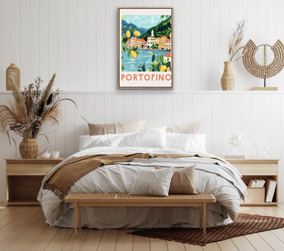 Portofino Travel Poster - Stretched Canvas or Wall Art Print I Heart Wall Art