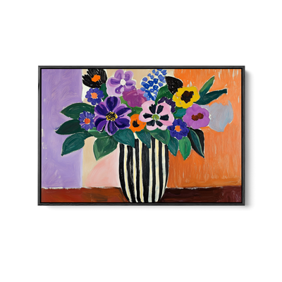 Eccentric Bouquet - Colourful Still Life Vase of Flowers, Stretched Canvas or Wall Art Print I Heart Wall Art