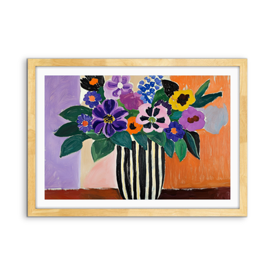 Eccentric Bouquet - Colourful Still Life Vase of Flowers, Stretched Canvas or Wall Art Print I Heart Wall Art