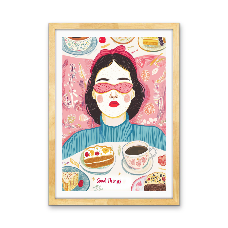 Dessert Dreams - Colourful Illustration Stretched Canvas or Wall Art Print I Heart Wall Art