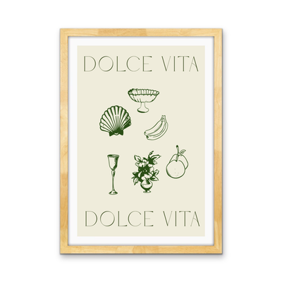 Dolce Vita Green - Green Coastal Quote, Stretched Canvas or Wall Art Print I Heart Wall Art