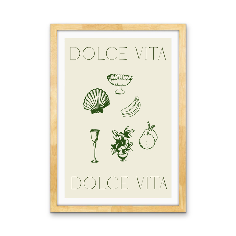 Dolce Vita Green - Green Coastal Quote, Stretched Canvas or Wall Art Print I Heart Wall Art