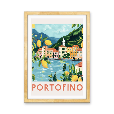 Portofino Travel Poster - Stretched Canvas or Wall Art Print I Heart Wall Art