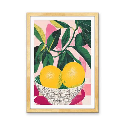 Lemon Blush - Contemporary Pink, Green & Yellow Stretched Canvas or Wall Art Print I Heart Wall Art