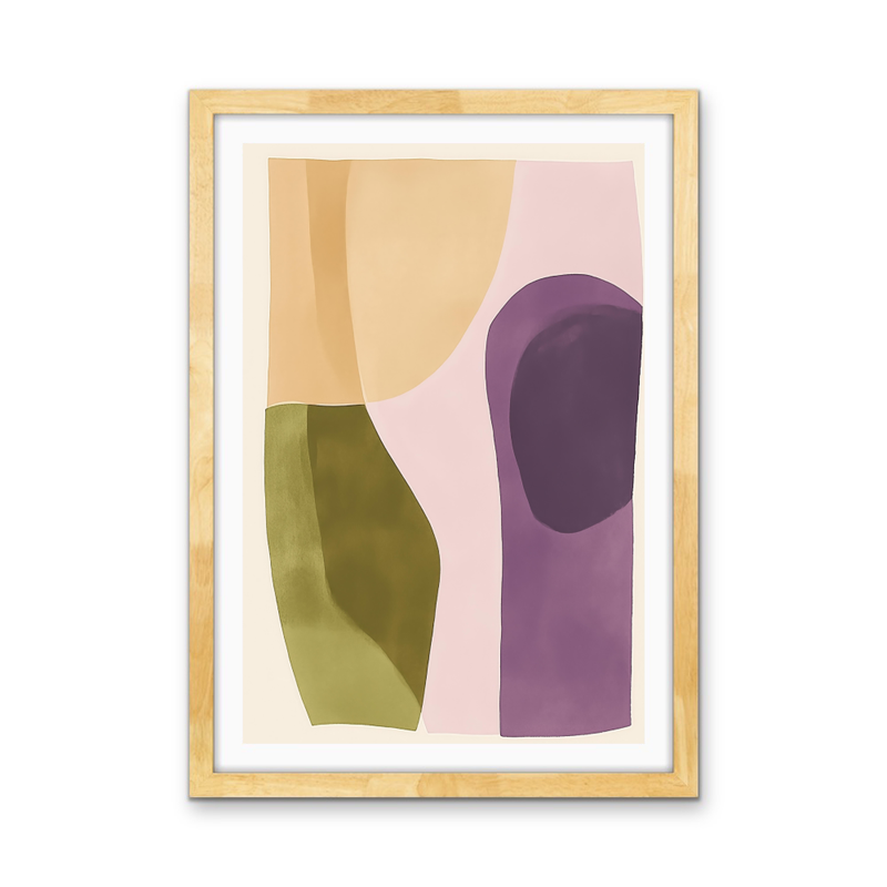 Colourful Layers - Abstract Purple, Green & Yellow Stretched Canvas or Wall Art Print I Heart Wall Art