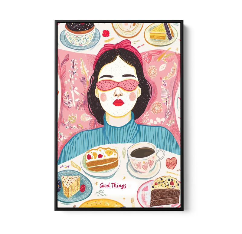 Dessert Dreams - Colourful Illustration Stretched Canvas or Wall Art Print I Heart Wall Art