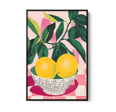 Lemon Blush - Contemporary Pink, Green & Yellow Stretched Canvas or Wall Art Print I Heart Wall Art