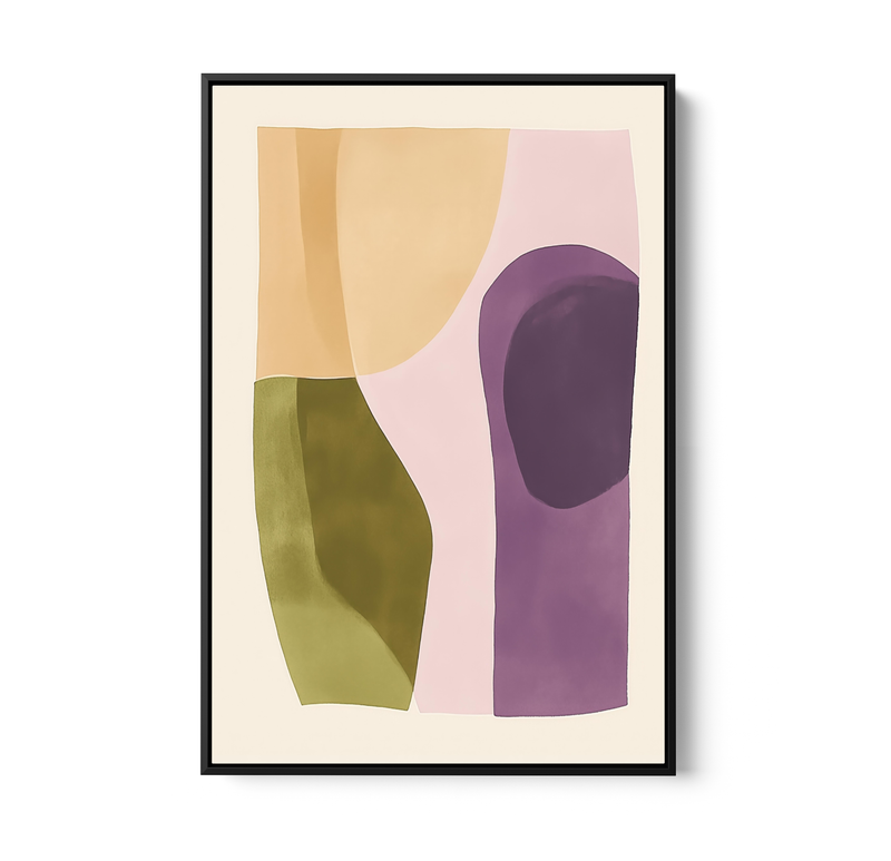 Colourful Layers - Abstract Purple, Green & Yellow Stretched Canvas or Wall Art Print I Heart Wall Art