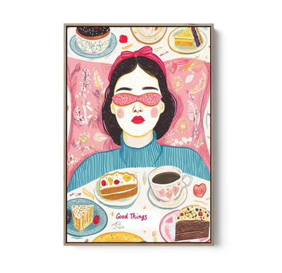 Dessert Dreams - Colourful Illustration Stretched Canvas or Wall Art Print I Heart Wall Art