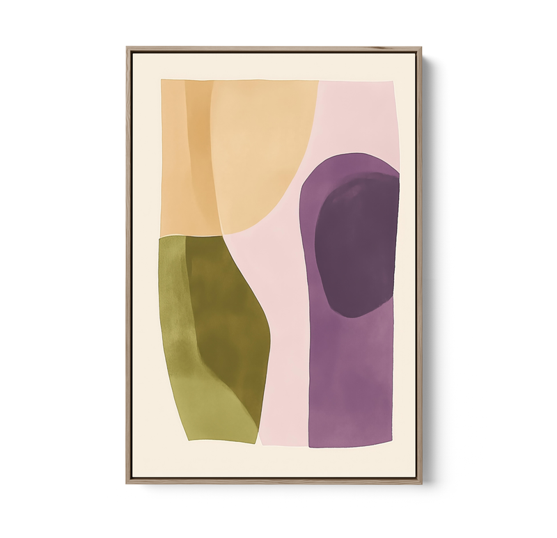 Colourful Layers - Abstract Purple, Green & Yellow Stretched Canvas or Wall Art Print I Heart Wall Art