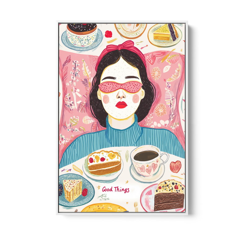 Dessert Dreams - Colourful Illustration Stretched Canvas or Wall Art Print I Heart Wall Art