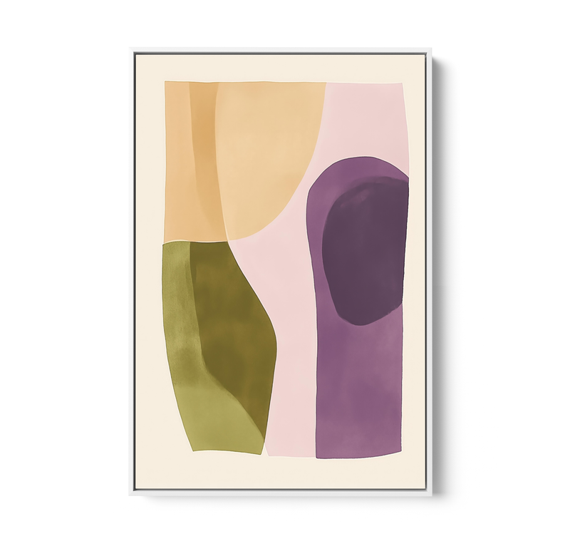 Colourful Layers - Abstract Purple, Green & Yellow Stretched Canvas or Wall Art Print I Heart Wall Art