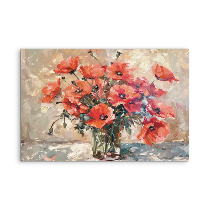Poppies Still Life - Still Life Vase of Flowers, Stretched Canvas or Wall Art Print I Heart Wall Art