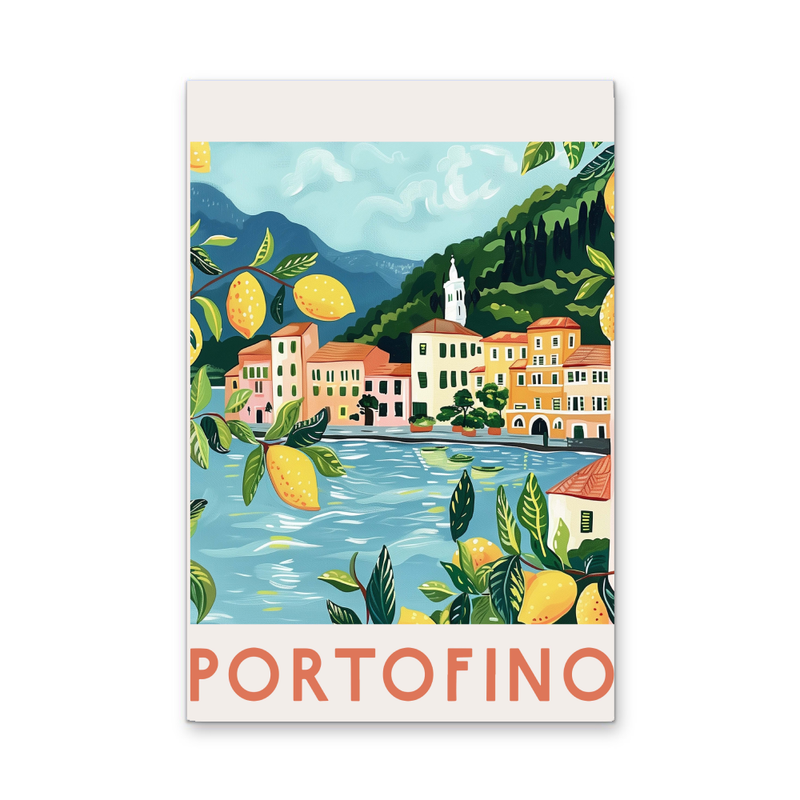 Portofino Travel Poster - Stretched Canvas or Wall Art Print I Heart Wall Art
