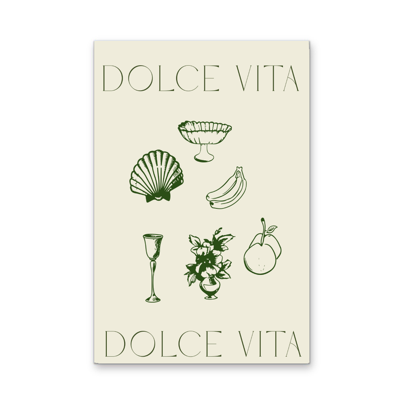 Dolce Vita Green - Green Coastal Quote, Stretched Canvas or Wall Art Print I Heart Wall Art